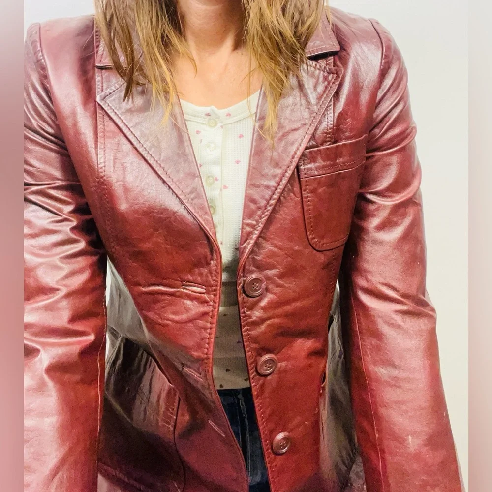 Vintage Berman’s Oxblood Leather Blazer — Size L - Picture 16 of 16